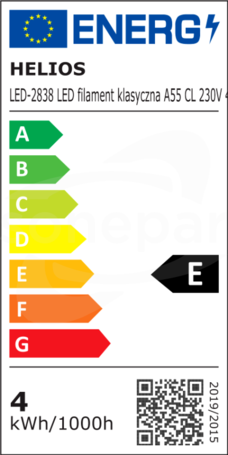 LED A55CL 230V 4W E27 2700K 470lm Źródło LED (E) filament