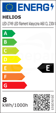 LED A60CL 230V 8W E27 2700K 940lm Źródło LED (E) filament