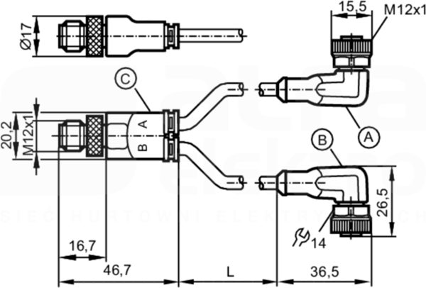 YDOAH040MSS0001H04STGH050MSS Kabel łączeniowy Y