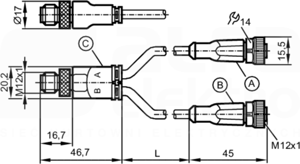 YDOGH040MSS0001H04STGH050MSS Kabel łączeniowy Y