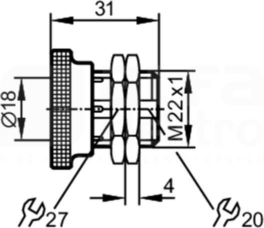 FIXING/M18/BASIC/MS/END STOP Tuleja montażowa