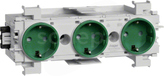 GS30016029 zielony Gniazdo SCHUKO 3x front.