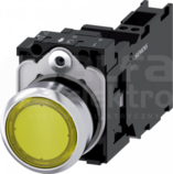 SIRIUS ACT 22mm 1NO+1NC z samop.żółty Przycisk płaski podśw+bl.LED metal
