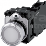 SIRIUS ACT 22mm 1NO+1NC z samop.biały Przycisk płaski podśw+bl.LED metal