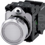 SIRIUS ACT 22mm 1NO z samop.biały Przycisk płaski podśw+bl.LED metal