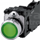 SIRIUS ACT 22mm 1NO+1NC z samop.zielony Przycisk płaski podśw+bl.LED metal