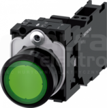 SIRIUS ACT 22mm 1NO+1NC z samop.zielony Przycisk płaski podśw+bl.LED tworzywo