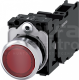 SIRIUS ACT 22mm 1NO+1NC z samop.czerwony Przycisk płaski podśw+bl.LED metal