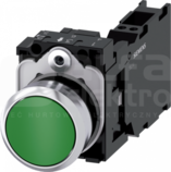 SIRIUS ACT 22mm 1NO+1NC z samop.zielony Przycisk płaski metal