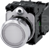 SIRIUS ACT 22mm 1NO z samop.biały Przycisk płaski podśw+bl.LED metal
