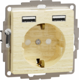 SEDNA ELEMENTS SCHUKO z USB A+A 2,4A brzoza Gniazdo sieciowe