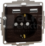 SEDNA ELEMENTS SCHUKO z USB A+A 2,4A wenge Gniazdo sieciowe