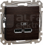 SEDNA ELEMENTS USB A+A 2,1A wenge Gniazdo ładowania