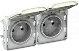 PLEXO55 2x2P+Z IP55 biały Mechanizm gniazda pionowy