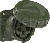 16A 5P 400V 75x75 IP67 zielony Gniazdo tablicowe proste