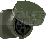 POWER TWIST 63A 5P 100x100 IP67 zielony Gniazdo tablicowe proste