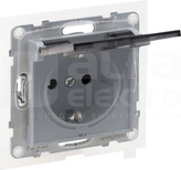 SUNO 2P+Z 16A IP44 aluminium Gniazdo SCHUKO z przesłoną