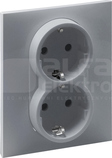 SUNO 2x2P+Z aluminium Gniazdo SCHUKO z przesłoną