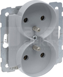 SUNO 2x2P+Z 16A aluminium Gniazdo