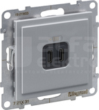 SUNO 2xUSB A+C aluminium Gniazdo USB