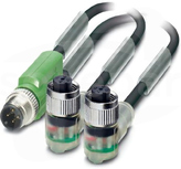 SAC-3P-M12Y/2X0,3-PUR/M12FR2LB Kabel czujnika/urządzenia wykonawczego