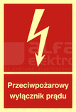 Przeciwpożarowy wyłącznik prądu TABLICZKA