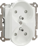 SEDNA DESIGN 2x2P+Z biały Gniazdo sieciowe z przesłonami do syst.ramkowego