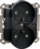 SEDNA DESIGN 2x2P+Z czarny antracyt Gniazdo sieciowe z przesłonami do syst.ramkowego