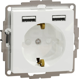 SEDNA DESIGN SCHUKO z USB A+A 2,4A biały Gniazdo sieciowe