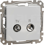 SEDNA DESIGN 10dB srebrne aluminium Gniazdo R/TV przelotowe