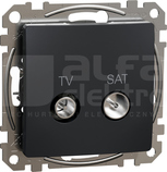 SEDNA DESIGN 7dB czarny antracyt Gniazdo TV/SAT przelotowe