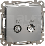 SEDNA DESIGN 7dB srebrne aluminium Gniazdo TV/SAT przelotowe