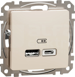 SEDNA DESIGN USB A+C 2,4A beżowy Gniazdo ładowania