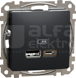 SEDNA DESIGN USB A+C 2,4A czarny antracyt Gniazdo ładowania