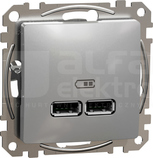 SEDNA DESIGN USB A+A 2,1A srebrne aluminium Gniazdo ładowania