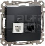 SEDNA DESIGN RJ45 kat.5e UTP+RJ11 czarny antracyt Gniazdo komputerowo-telefoniczne
