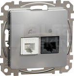 SEDNA DESIGN RJ45 kat.5e UTP+RJ11 srebrne alumin. Gniazdo komputerowo-telefoniczne