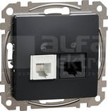 SEDNA DESIGN RJ45 kat.6 UTP+RJ11 czarny antracyt Gniazdo komputerowo-telefoniczne
