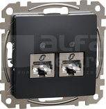 SEDNA DESIGN 2xRJ45 kat.5e STP czarny antracyt Gniazdo komputerowe