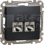 SEDNA DESIGN 2xRJ45 kat.6 STP czarny antracyt Gniazdo komputerowe