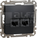 SEDNA DESIGN 2xRJ45 kat.6 UTP czarny antracyt Gniazdo komputerowe