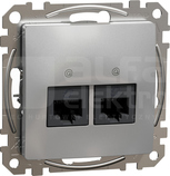 SEDNA DESIGN 2xRJ45 kat.6 UTP srebrne aluminium Gniazdo komputerowe