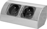 OR-AE-1303/G 2x230V aluminium Gniazdo meblowe bez wyłącznika