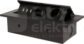 OR-AE-1324/B 3xUSB 2x2P+Z czarny Gniazdo wpuszczane w blat