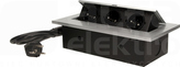 OR-AE-1338/G 3x2P+Z 1,5m srebrny Gniazda wpuszczane w blat gruby rant