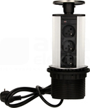 OR-AE-1352 3x2P+Z 10cm 1,8m INOX Gniazdo meblowe wysuw.z blatu