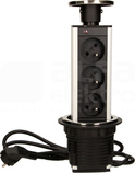OR-AE-1356 3x2P+Z 8cm 1,8m INOX Gniazdo meblowe wysuw.z blatu