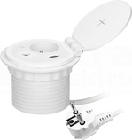 OR-GM-9015/W 2P+Z 2xUSB 2,4A 5V biały Gniazdo meblowe z ładowarką