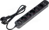 5x2P+Z 3x1,5 2xUSB 2,1A 1,5m czarny Przedłużacz z filtrem