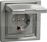 ASFORA SCHUKO IP44 aluminium Gniazdo pojedyncze